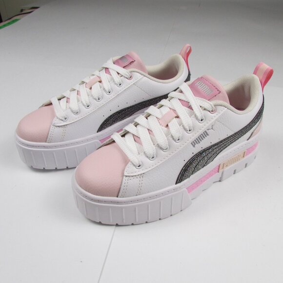 PUMA Mayze White Pink Black Sparkle Platform Sneakers Size 5.5C 38576801 - Picture 5 of 14